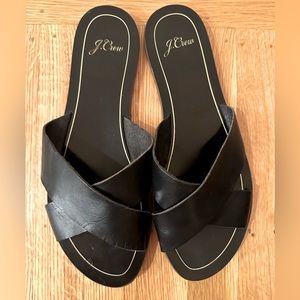 Jcrew size 10 black sandals flat